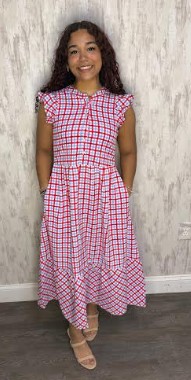 RED/BLUE RILEY GINGHAM DRESS