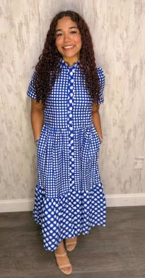 NAVY JEMA GINGHAM DRESS