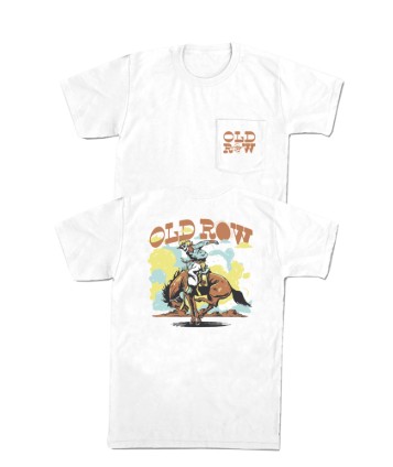 WHITE BUCKING COWBOY TEE