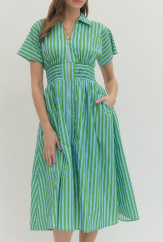 STRIPE MIDI DRESS