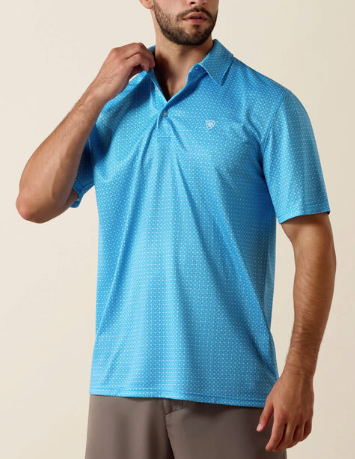 IBIZA BLUE MINI GEO PRINT POLO