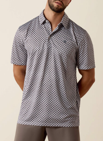 WHITE GEO PRINT POLO