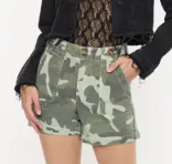 HI RISE CAMO PRINT SHORTS