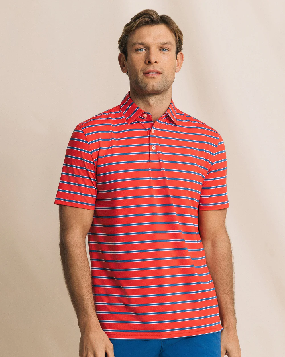 RED MOONLIGHT BAY STRIPE POLO