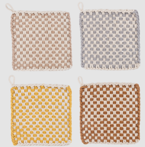 CROCHET CHECKERED POT HOLDER SET