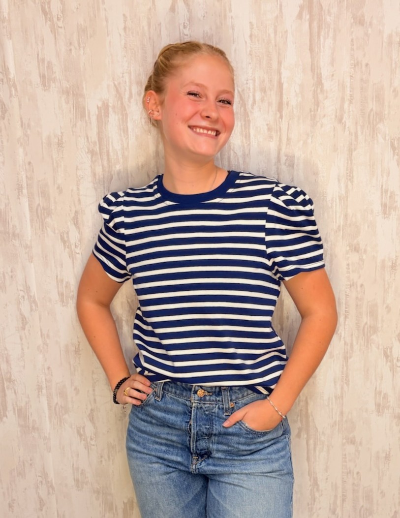 LARISSA NVY/WHT STRIPE TEE