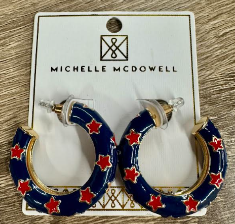 JUSTINE EARRINGS Red/Blue Medium