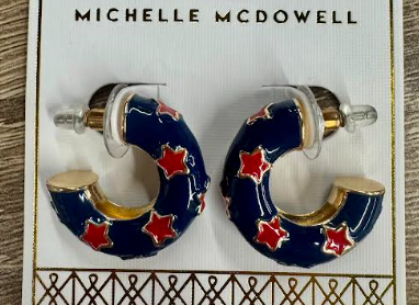 JUSTINE EARRINGS Red/Blue Small