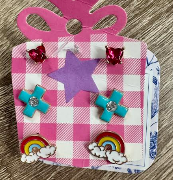 HEART,CROSS,RAINBOW EARRINGS