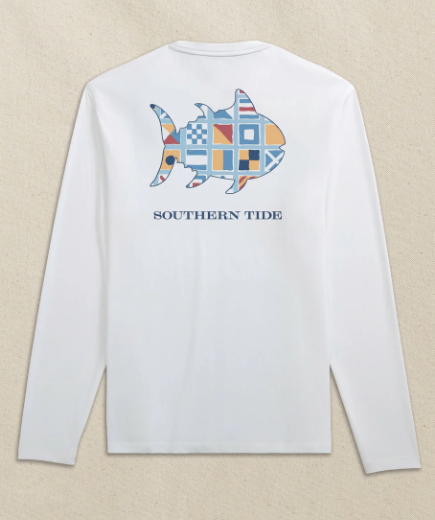 WHT LS NAUTICAL FLAG PERF TEE