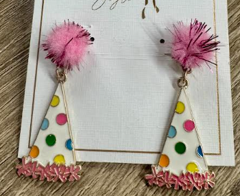 POLKA DOT PARTY HAT EARRINGS