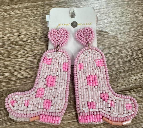 PNK HEART COWBOY BOOT EARRINGS