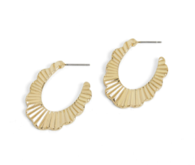 GOLD SCALLOP HOOP EARRINGS