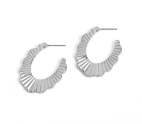 SILVER SCALLOP HOOP EARRINGS