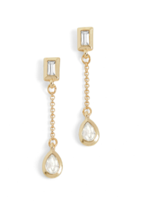 GOLD BAGUETTE CHAIN EARRINGS