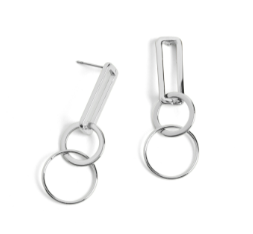 SILVER LINK HOOP EARRINGS