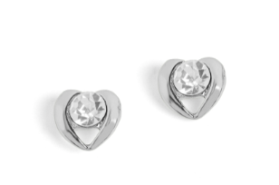SILVER HEART STUD EARRINGS