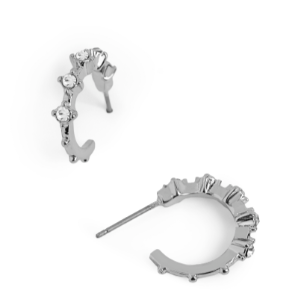 SILVER JEWEL HOOP EARRINGS