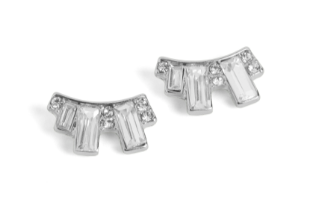 SILVER BAGUETTE STONE EARRINGS