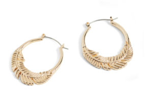 GOLD FEATHER HOOP EARRINGS