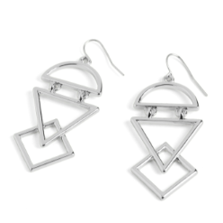 SILVER LAYER GEO EARRINGS