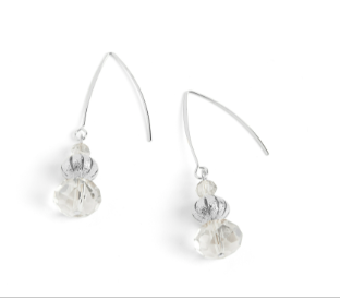 SILVER FACETED BEAD EARRINGS