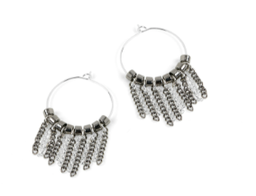 SILVER CHAIN CURTAIN EARRINGS
