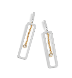 SILVER GOLD FRAME CHAIN EARRIN