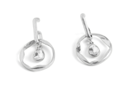 SILVER FLOAT STONE EARRINGS