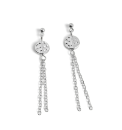 SILVER DISC CHAIN EARRINGS