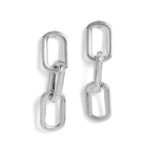SILVER LINKS HOOP EARRINGS