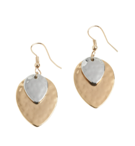 MIX METAL POINTED OVAL EARRING