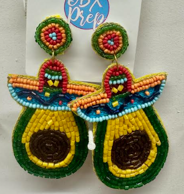 AVOCADO HAT DANGLE EARRINGS