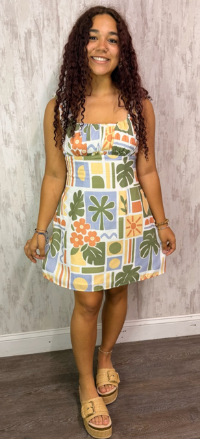 MULTI TROPICAL MINI DRESS