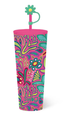 FLORA ROSA PLASTIC TUMBLER 24OZ