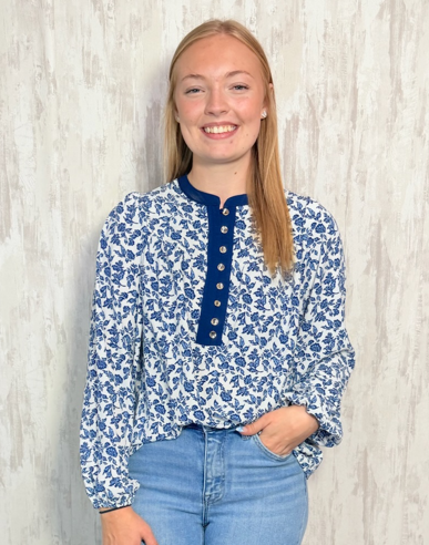 BRIANNA IVY SCRIPT NAVY TOP