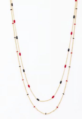 RED & BLACK LACY NECKLACE