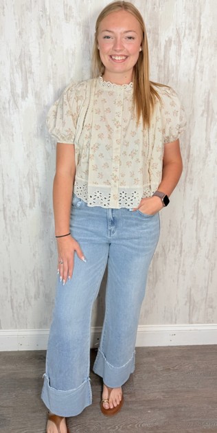 FRAY ROLL UP WIDE LEG JEAN
