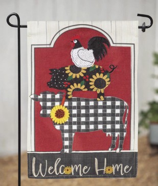 FARM FRIENDS BURLAP GARDEN FLAG