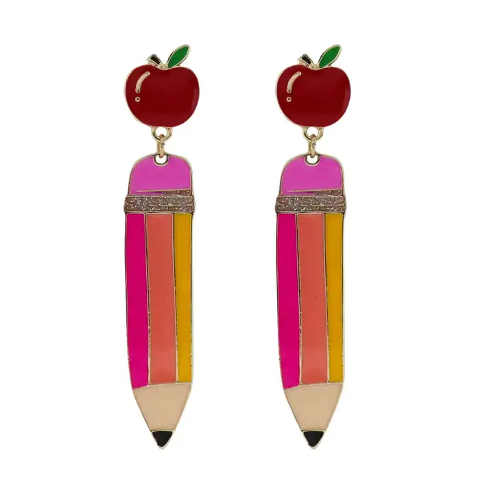 RED APPLE MULTI PENCIL EARRINGS
