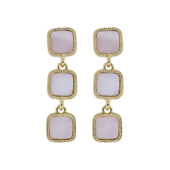WHITE DESCENDING SQUARE EARRINGS