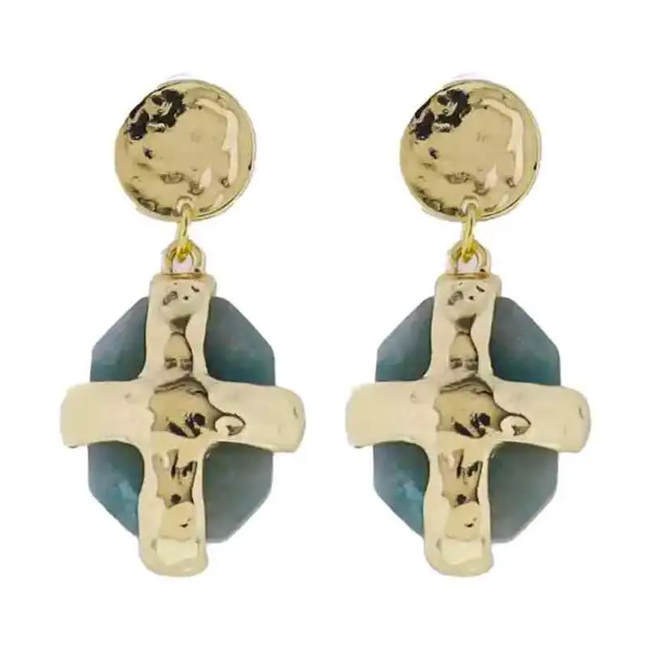 AMAZONITE CROSS EARRINGS