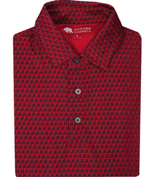 RED STANDING DOG PRINT POLO