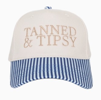 BLUE STRIPE TANNED TIPSY HAT