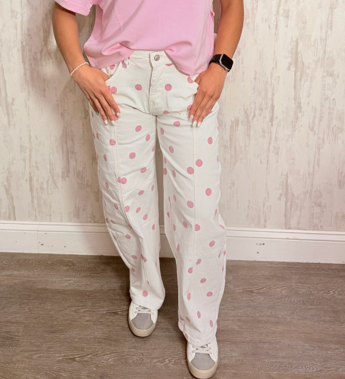 POLKA DOT BARREL JEANS
