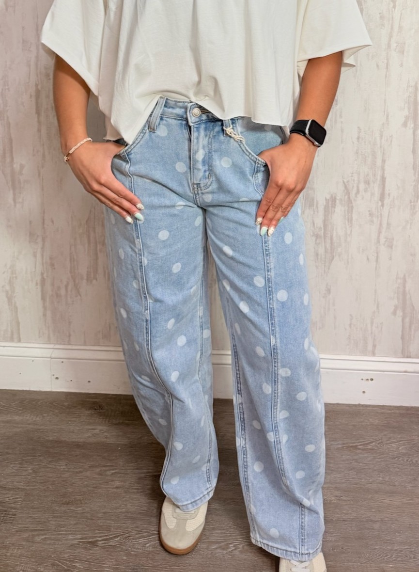 POLKA DOT BARREL JEANS