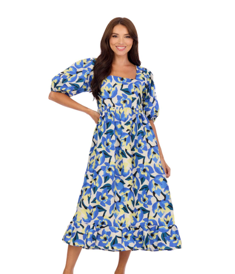 GENTRY PRINTED MIDI DRESS BL