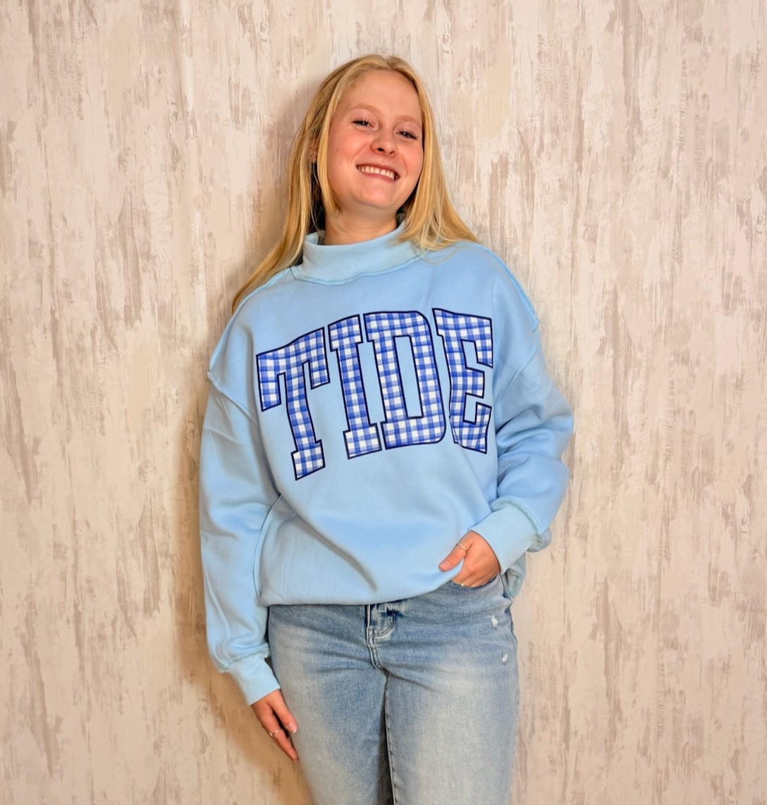 LT BLUE TIDE MOCK NECK