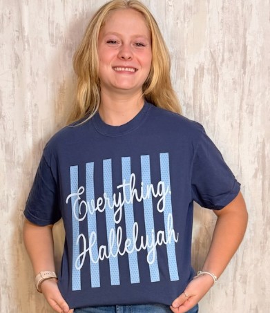 NAVY EVERYTHING HALLELUJAH TEE