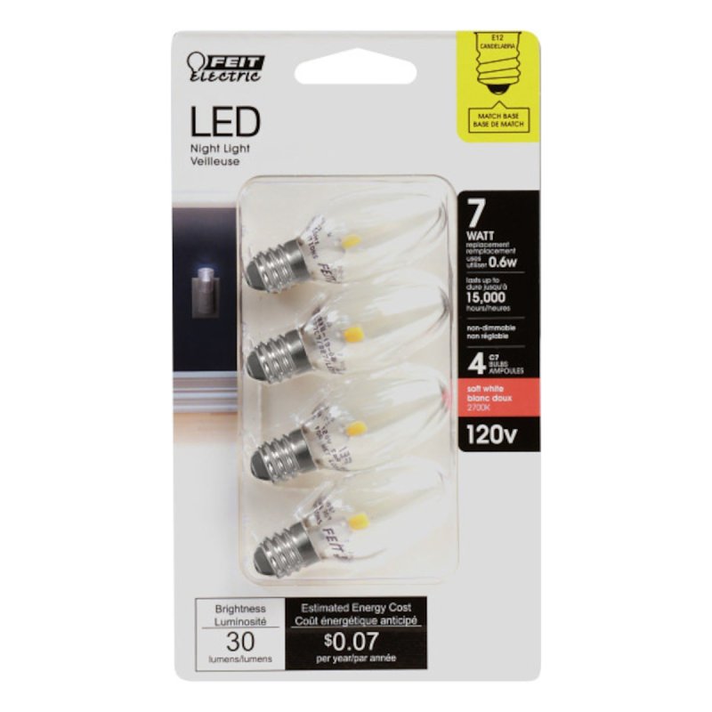 BULB LED C7 SW CLR 2700K 0.6W